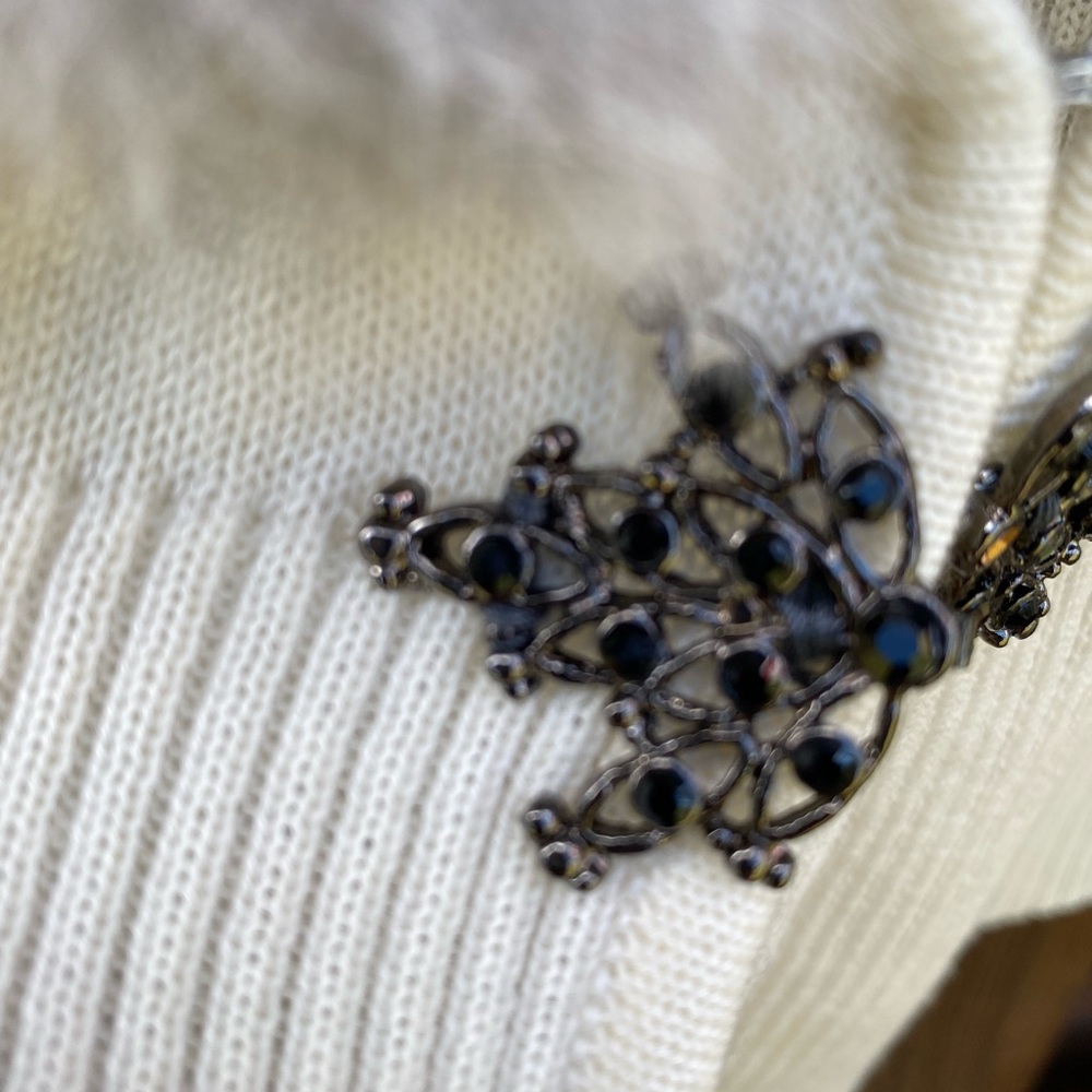VINTAGE ADRIANNA PAPELL Fur Collar Cardigan - Picture 6 of 6